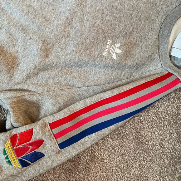 Adidas color striped sweatshirt. Size Small. - Picture 3 of 4